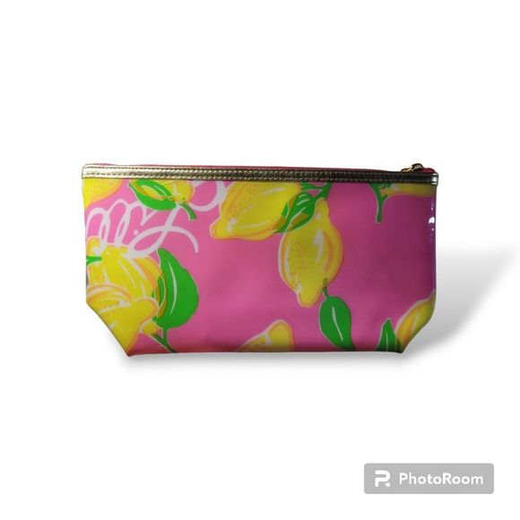Lilly Pulitzer X Estée Lauder Pucker Up makeup / cosmetics bag, lemon print - Picture 2 of 8